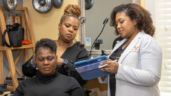 Master Cosmetologist/Hair Loss Expert Susan L. Peterkin (L) and Dr. Chesahna Kindred, MD, MBA, FAAD